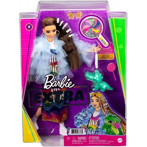 Кукла Барби Extra in Blue Ruffled Jacket с крокодилом Бишкек и Ош купить в магазине игрушек LEMUR.KG доставка по всему Кыргызстану